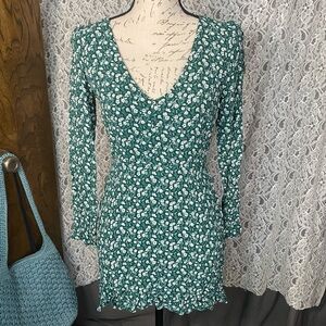 Reformation Elenor green floral print dress
